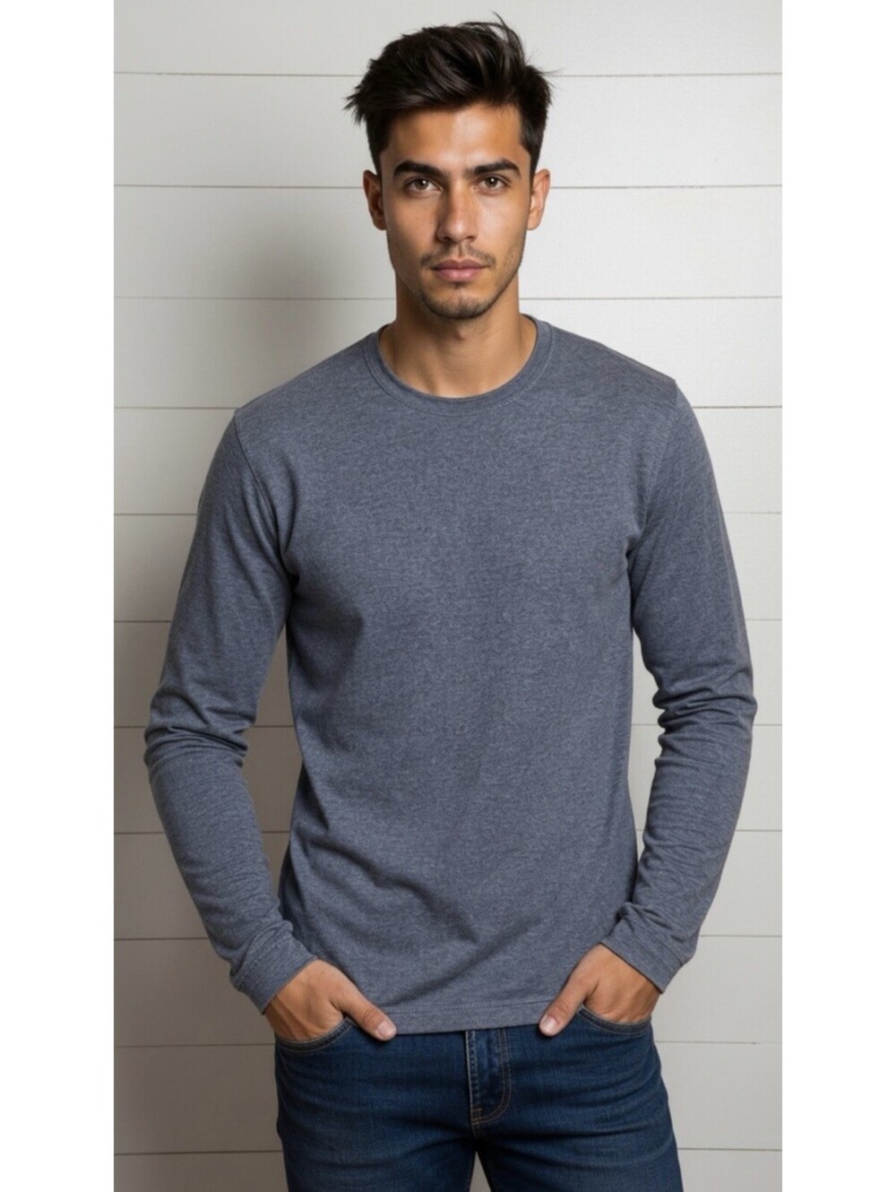 TED BAKER LONDON Men’s MINITOP Cotton Blend Sweater In Marled Navy-Size 5|Large